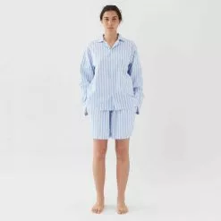Tekla Poplin Sleepwear Shirt Fading Blue -Plädar & prydnadskuddar affär 10655544r 5