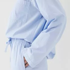 Tekla Poplin Sleepwear Shirt Blue -Plädar & prydnadskuddar affär 10655563r 3