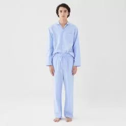 Tekla Poplin Sleepwear Shirt Blue -Plädar & prydnadskuddar affär 10655563r 4