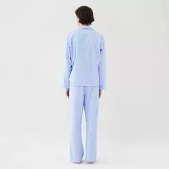 Tekla Poplin Sleepwear Pants Shirt Blue -Plädar & prydnadskuddar affär 10655577r 5