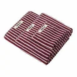 Tekla Terry Towel Striped Red & Rose