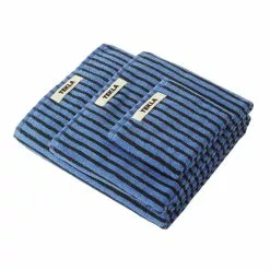 Tekla Terry Towel Striped Blue & Black