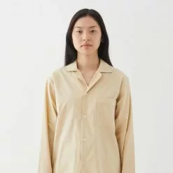 Tekla Poplin Pyjamas Shirt Khaki -Plädar & prydnadskuddar affär 10692473r 3