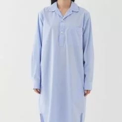 Tekla Poplin Night Shirt Blue -Plädar & prydnadskuddar affär 10692490r 3