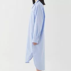 Tekla Poplin Night Shirt Blue -Plädar & prydnadskuddar affär 10692490r 4