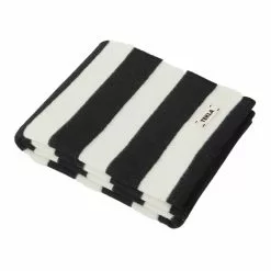 Tekla Pure New Wool Striped Blanket, Bold Black