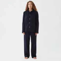Tekla Flannel Sleepwear Shirt Midnight Blue -Plädar & prydnadskuddar affär 10695337r 3