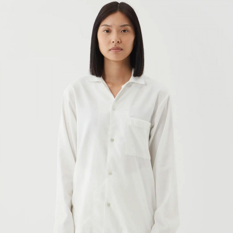 Tekla Flannel Sleepwear Shirt Cream White 4 Tekla Flannel Sleepwear Shirt Cream White - Bild 2