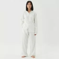 Tekla Flannel Sleepwear Shirt Cream White 7 Tekla Flannel Sleepwear Shirt Cream White -Plädar & prydnadskuddar affär 10695345r 3