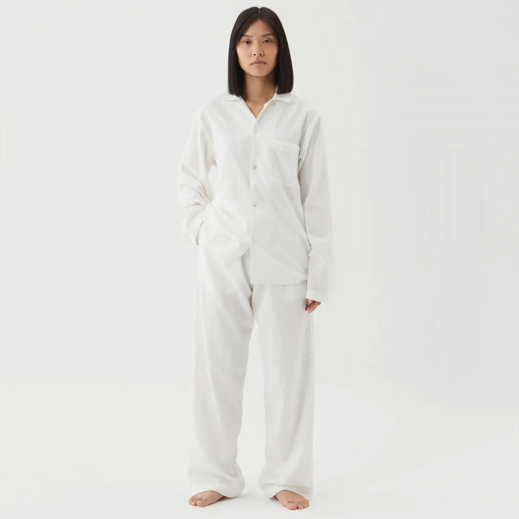 Tekla Flannel Sleepwear Shirt Cream White 5 Tekla Flannel Sleepwear Shirt Cream White - Bild 3