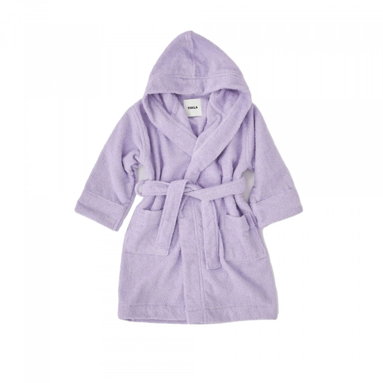 Tekla Kids Hooded Bathrobe Lavender 3 Tekla Kids Hooded Bathrobe Lavender