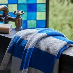 Hay Frotté Stripe Bath Sheet Blue -Plädar & prydnadskuddar affär 10712025 3