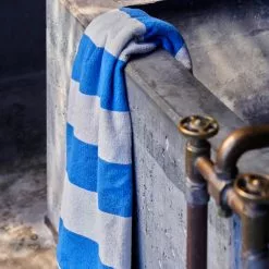 Hay Frotté Stripe Bath Sheet Blue -Plädar & prydnadskuddar affär 10712025 4