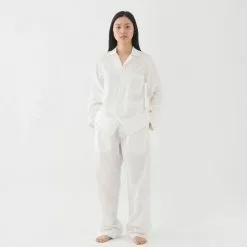 Tekla Poplin Pyjamas Pants Alabaster White -Plädar & prydnadskuddar affär 10712805r 5