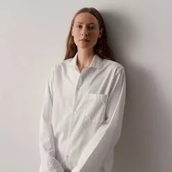 Tekla Poplin Pyjamas Shirt Alabaster White -Plädar & prydnadskuddar affär 10712810r 10