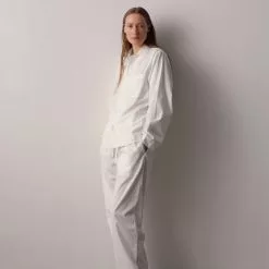 Tekla Poplin Pyjamas Shirt Alabaster White -Plädar & prydnadskuddar affär 10712810r 11