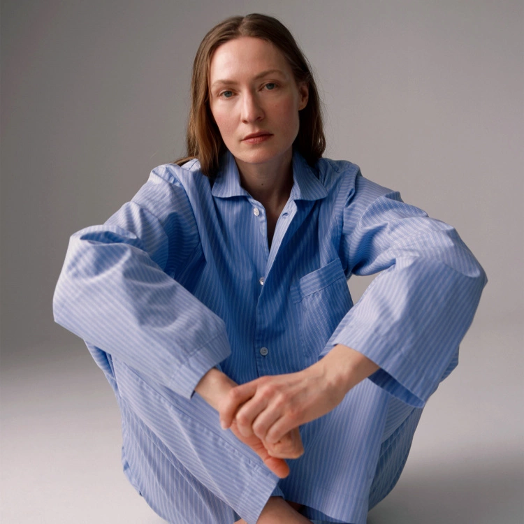 Tekla Poplin Pyjamas Shirt Blue Pin Stripes 10 Tekla Poplin Pyjamas Shirt Blue Pin Stripes - Bild 8