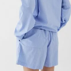 Tekla Poplin Pyjamas Shorts Blue Pin Stripes -Plädar & prydnadskuddar affär 10712827r 3