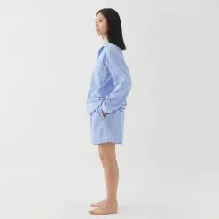Tekla Poplin Pyjamas Shorts Blue Pin Stripes -Plädar & prydnadskuddar affär 10712827r 7
