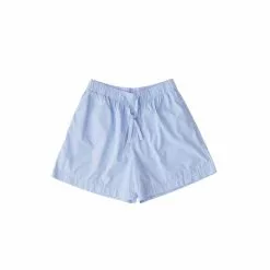 Tekla Poplin Pyjamas Shorts Shirt Blue