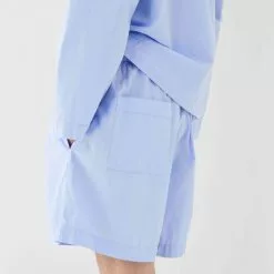 Tekla Poplin Pyjamas Shorts Shirt Blue -Plädar & prydnadskuddar affär 10712841r 3