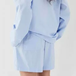 Tekla Poplin Pyjamas Shorts Shirt Blue -Plädar & prydnadskuddar affär 10712841r 5