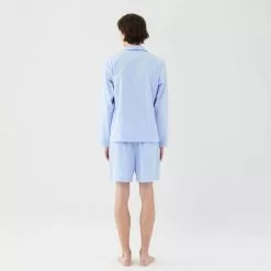 Tekla Poplin Pyjamas Shorts Shirt Blue -Plädar & prydnadskuddar affär 10712841r 8