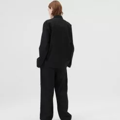 Tekla Poplin Pyjamas Shirt All Black -Plädar & prydnadskuddar affär 10715448r 4