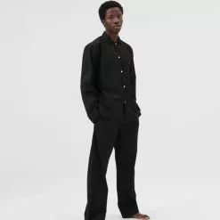 Tekla Poplin Pyjamas Shirt All Black -Plädar & prydnadskuddar affär 10715448r 5