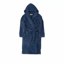 Tekla Hooded Bathrobe Black & Blue S