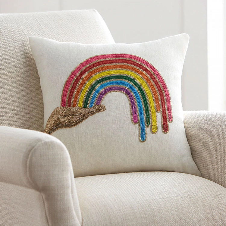 Jonathan Adler Rainbow Hand Beaded Pillow 4 Jonathan Adler Rainbow Hand Beaded Pillow - Bild 2